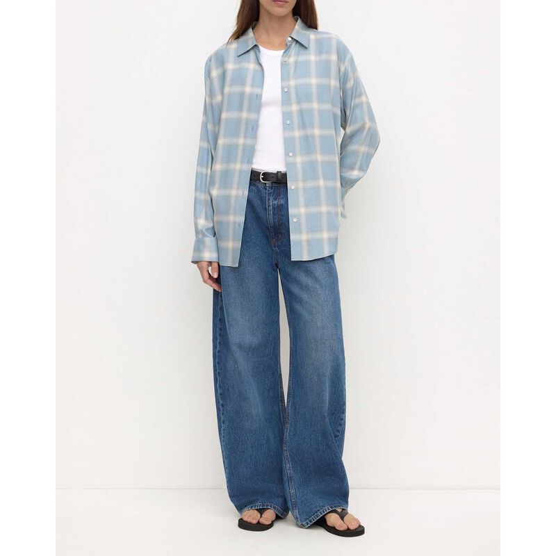 Assembly Label Womens Luka Japanese Shirt Steel Blue Check image number 3